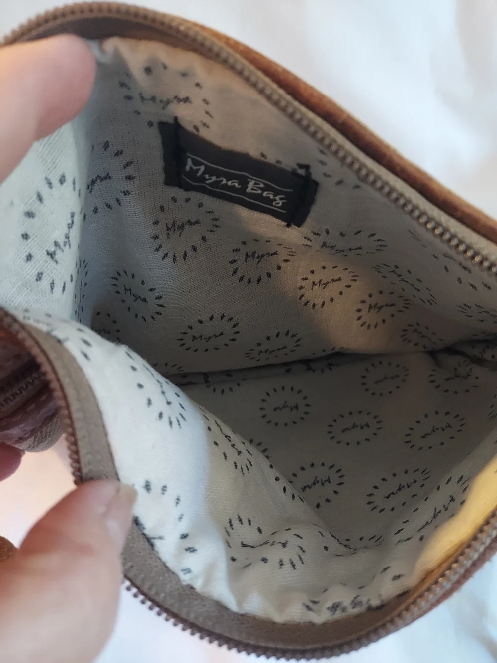 Myra Bag Green N Tan Canvas Leather Wristlet Pouch Floral Boho